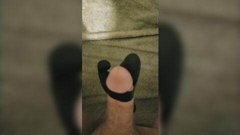 Homemade, hands free cock massage with prostate massager "shoots hot load!!