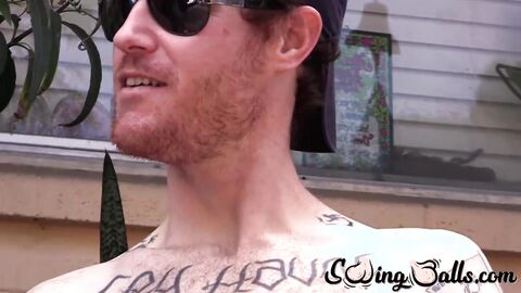 Josh drops his black boxer briefs to show off his impressive dick and hairy crotch