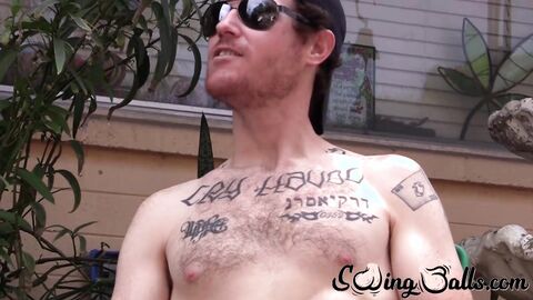 Josh drops his black boxer briefs to show off his impressive dick and hairy crotch