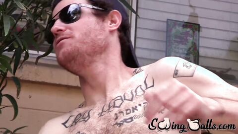 Josh drops his black boxer briefs to show off his impressive dick and hairy crotch