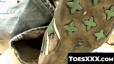 ToesXXX.com - Sasha slips off his socks and plays with his meaty dick in foot tease