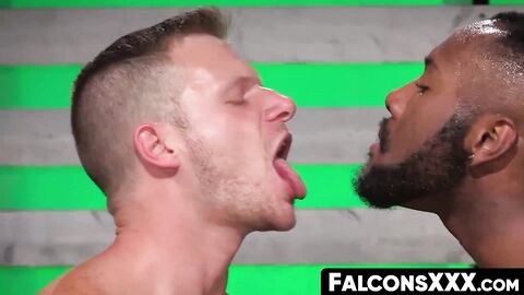 FalconsXXX.com - Hard interracial bareback action with a huge black cock drilling dee