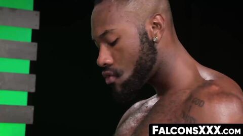 FalconsXXX.com - Hard interracial bareback action with a huge black cock drilling dee