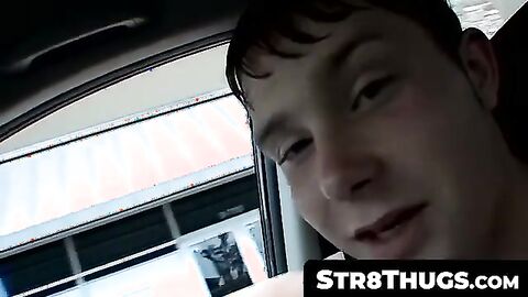Str8Thugs.com - Horny thug Billy jerking off his juicy fuck stick in the car in solo