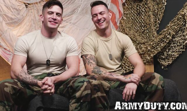 Tattooed military man Guido large dick is swallowed by a submissive jock