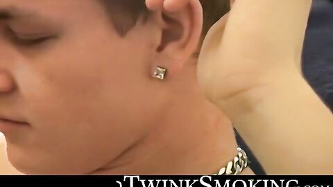 Bad stud Tomy chainsmoke his red cig while jerking on the couch