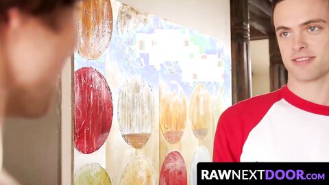 RawNextDoor.com - Brandon Moore jerks off as Scotty Zee fucks the cum out of him