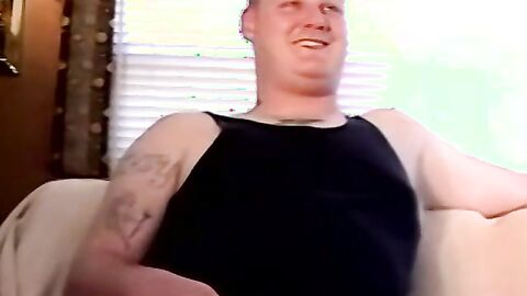 Mature gay sucks a fat guys cock while he was masturbating