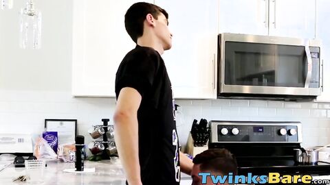 Bareback doggy style with two handsome twinks in jockstraps
