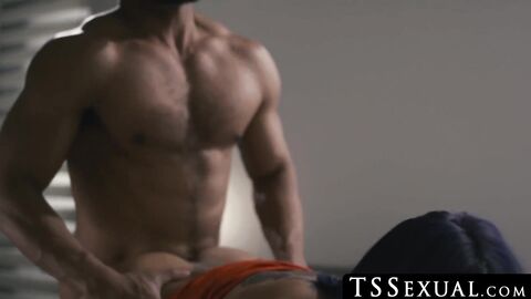 TSSexual.com - Seductive ts Foxxy endures a hard doggystyle pounding by muscled BBC