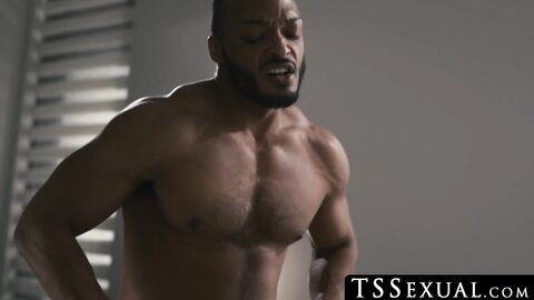 TSSexual.com - Seductive ts Foxxy endures a hard doggystyle pounding by muscled BBC