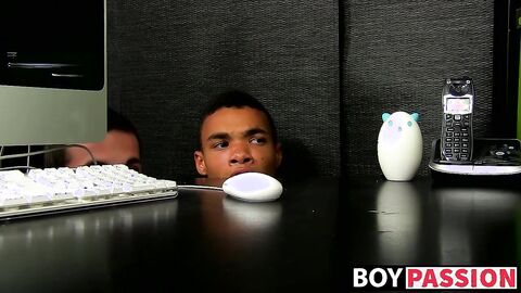 Handsome uniformed twinks use big dicks in ass banging foursome