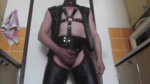 Finnish Leather Fetish Gay Juha Vantanen Cums