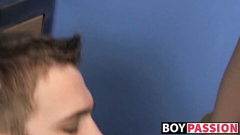 Blonde twink Dylan Chambers banged and cum sprayed himself