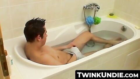 TwinkUndie.com - Sexy twink Cristian's undie bath jerk off and cum blast
