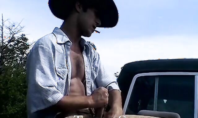Hardcore chainsmoking and cock jerking by horny Devon and two other bad studs