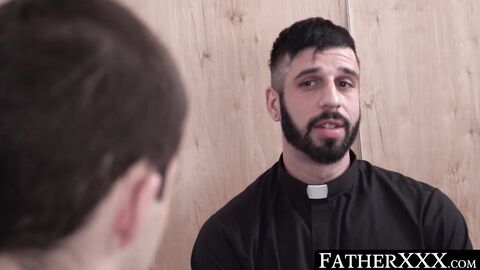 FatherXXX.com - Religious daddy teases twink with a holy dildo before a raw, sinful f