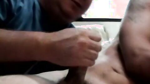 Mature homosexual helps out a young amateur cum blast