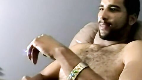 Bearded dude with hair on chest jerks off in amateur video