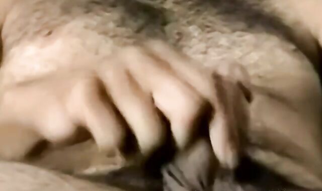 Bearded dude with hair on chest jerks off in amateur video