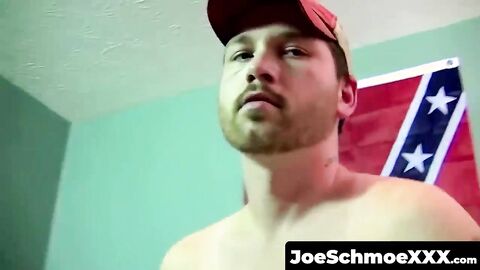 JoeSchmoeXXX.com - Two amateur dudes enjoy raw cock and jerk off together in bed