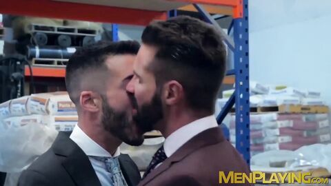 Classy studs go to the warehouse for hardcore analhammering