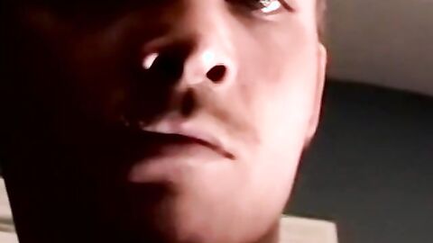 Young athletic amateur strokes his big dick and unloads jizz