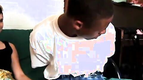 Black twink and his buddy team up to dominate and fuck a short haired girl