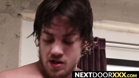 NextDoorXXX.com - Hairy assed jock gets double teamed by gay friends