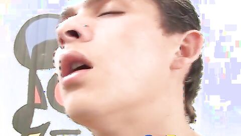 Hot twink working that big uncut cock of his until he jizzes