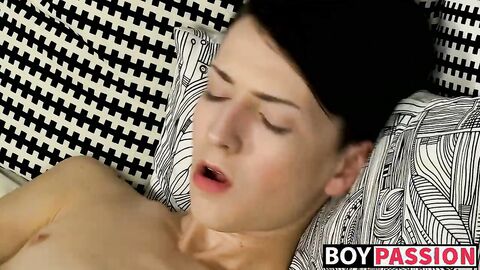 Girlish sissy stretches his boy pussy and touches his cock