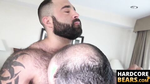 HardcoreBears.com - Hairy muscle stud Atlas Grant barebacking Ivan Romanov intensely