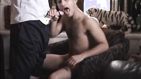 Str8Seduction.com - Paulie strips down to his playboy boxers and flops his cock out