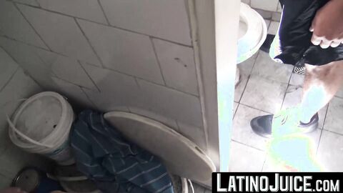 Tattooed latino Kendro stuffed his wet mouth with two massive cocks