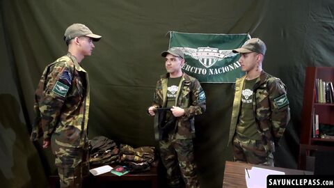 Kinky soldier got into a foursome fun with Sergeant Joris Leonard