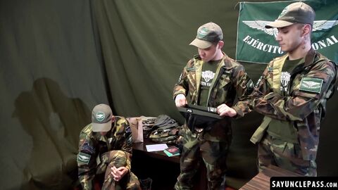 Kinky soldier got into a foursome fun with Sergeant Joris Leonard