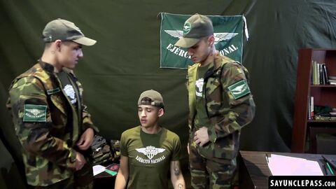 Kinky soldier got into a foursome fun with Sergeant Joris Leonard