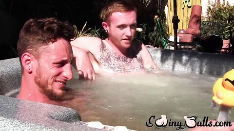 Big dicked Corey Gunz and Dom Ty jack off their dicks while in jacuzzi