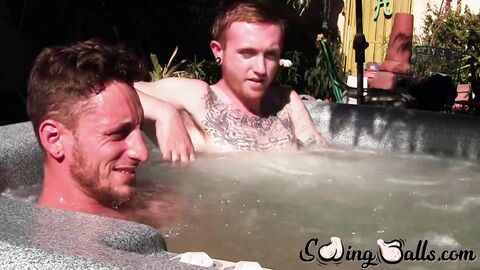 Big dicked Corey Gunz and Dom Ty jack off their dicks while in jacuzzi