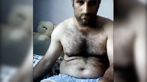 Big-Cock Turkish Bear Masturbates on Webcam