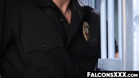 FalconsXXX.com - Naughty prison guard gets raw and wild with one hunk inmate