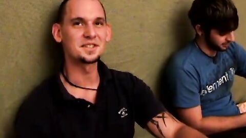 Wild threesome for short haired teen with well endowed men