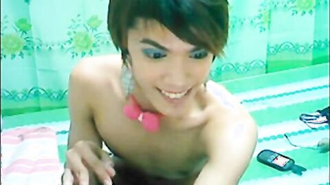 Femboy cums on webcam