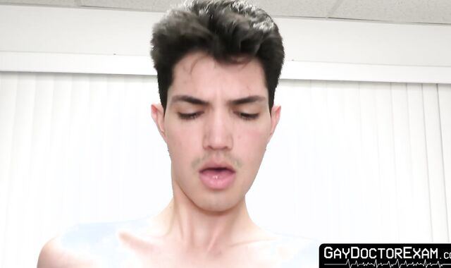 Handsome doctor Johnny B fucks James Manson during a routine checkup to solve his ere