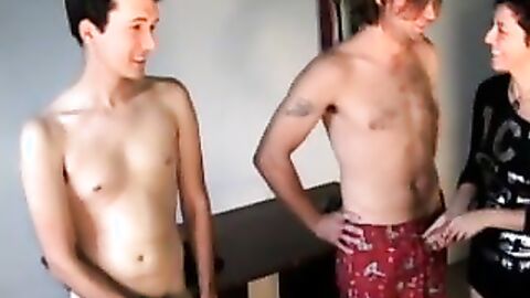Straight buddies watch each others dicks while a friend is sucking them
