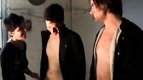 Straight buddies watch each others dicks while a friend is sucking them