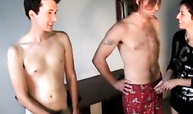 Straight buddies watch each others dicks while a friend is sucking them