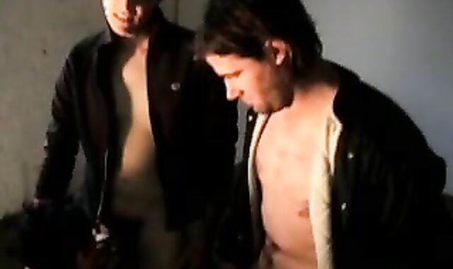Straight buddies watch each others dicks while a friend is sucking them