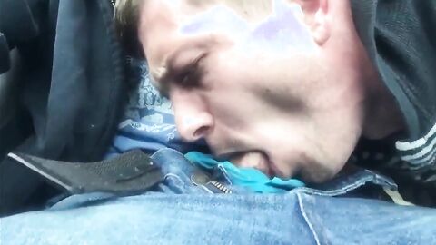 Outdoor Blowjob and Swallow with a Handsome Stranger