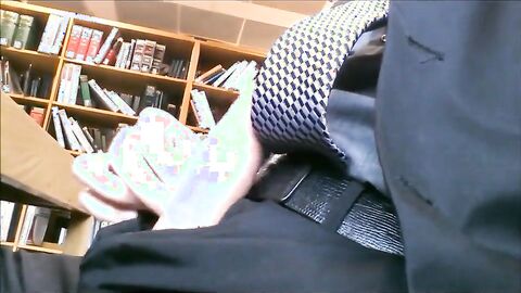 Big-Cock Hunks Jerking Off at the Library
